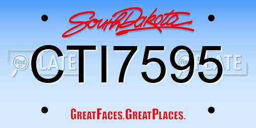 CTI7595 South Dakota License Plate