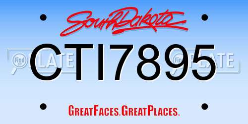 CTI7895 South Dakota License Plate