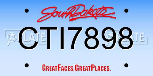 CTI7898 South Dakota License Plate