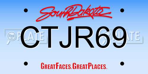 CTJR69 South Dakota License Plate