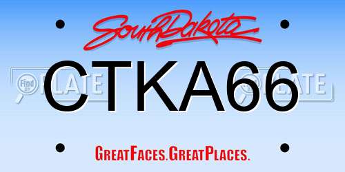 CTKA66 South Dakota License Plate
