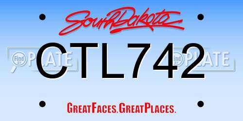 CTL742 South Dakota License Plate