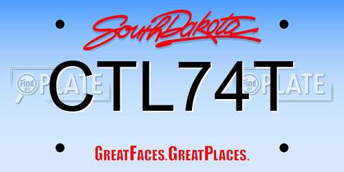 CTL74T South Dakota License Plate