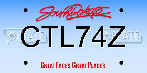 CTL74Z South Dakota License Plate