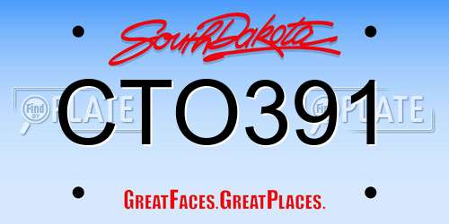 CTO391 South Dakota License Plate