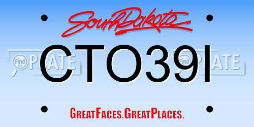 CTO39I South Dakota License Plate