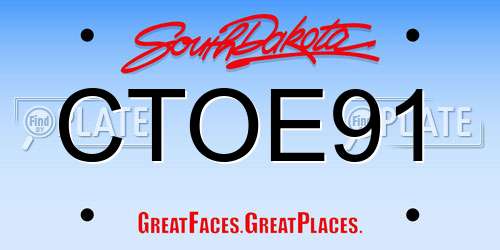 CTOE91 South Dakota License Plate