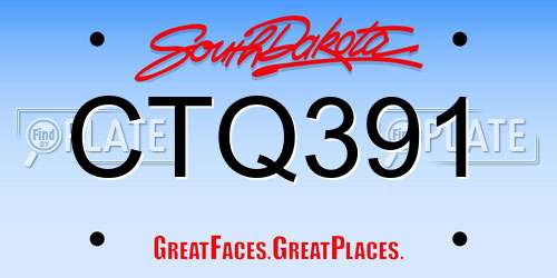 CTQ391 South Dakota License Plate