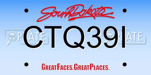 CTQ39I South Dakota License Plate
