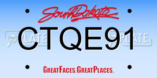 CTQE91 South Dakota License Plate