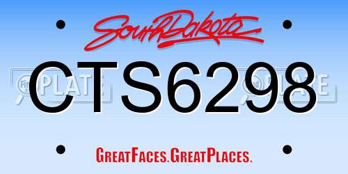 CTS6298 South Dakota License Plate