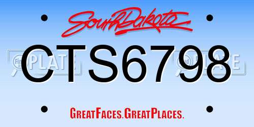 CTS6798 South Dakota License Plate