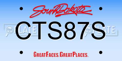 CTS87S South Dakota License Plate