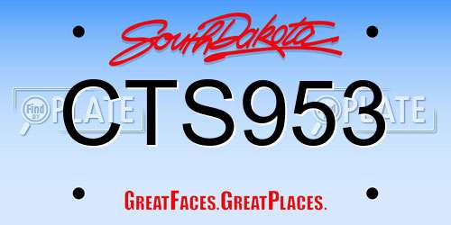 CTS953 South Dakota License Plate