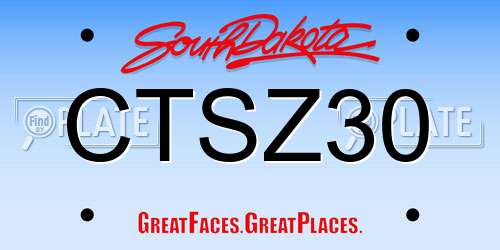 CTSZ30 South Dakota License Plate