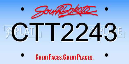 CTT2243 South Dakota License Plate