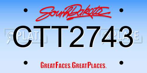 CTT2743 South Dakota License Plate