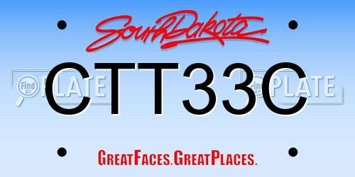 CTT33C South Dakota License Plate