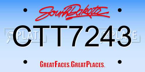CTT7243 South Dakota License Plate