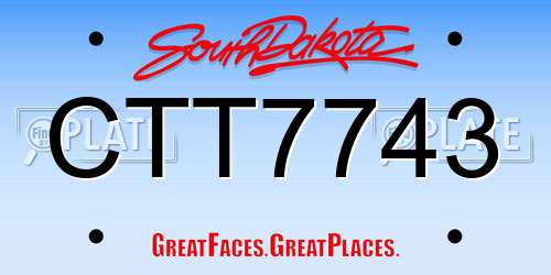 CTT7743 South Dakota License Plate