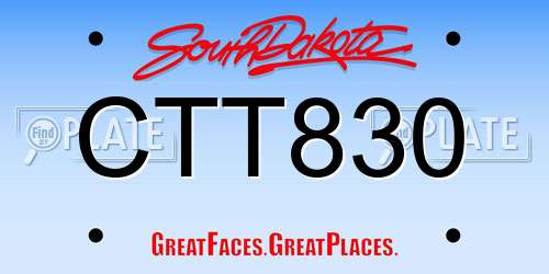 CTT830 South Dakota License Plate