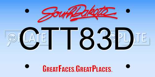 CTT83D South Dakota License Plate