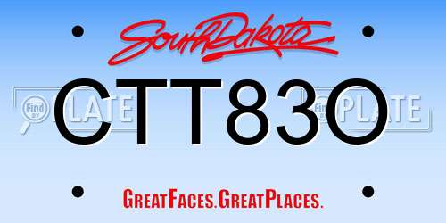 CTT83O South Dakota License Plate