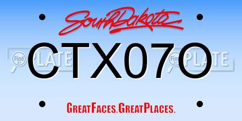 CTX07O South Dakota License Plate