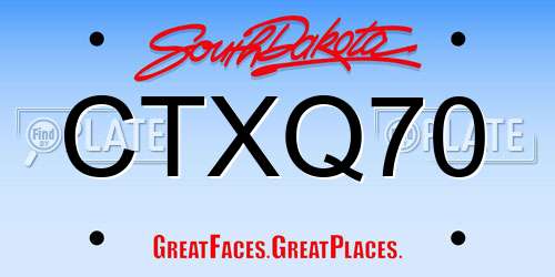 CTXQ70 South Dakota License Plate