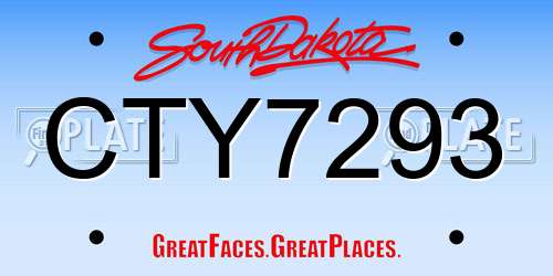 CTY7293 South Dakota License Plate
