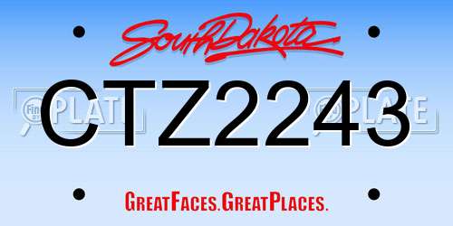 CTZ2243 South Dakota License Plate