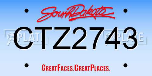 CTZ2743 South Dakota License Plate