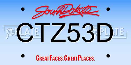 CTZ53D South Dakota License Plate