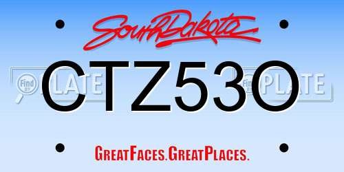 CTZ53O South Dakota License Plate