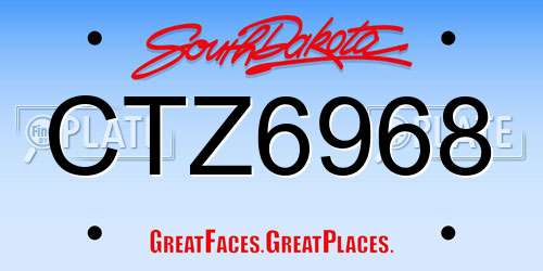 CTZ6968 South Dakota License Plate