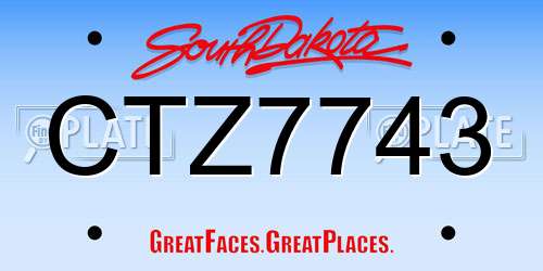 CTZ7743 South Dakota License Plate