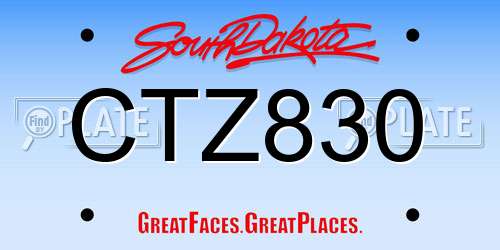 CTZ830 South Dakota License Plate