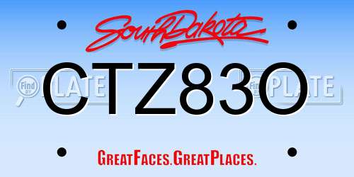 CTZ83O South Dakota License Plate