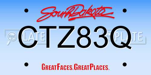 CTZ83Q South Dakota License Plate
