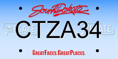CTZA34 South Dakota License Plate