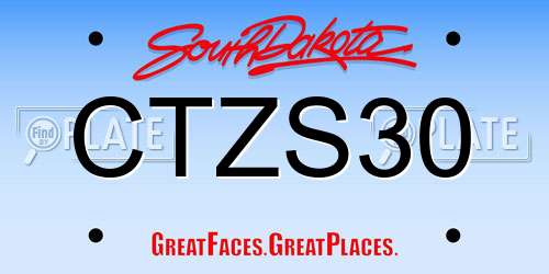 CTZS30 South Dakota License Plate