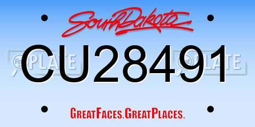 CU28491 South Dakota License Plate