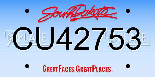 CU42753 South Dakota License Plate