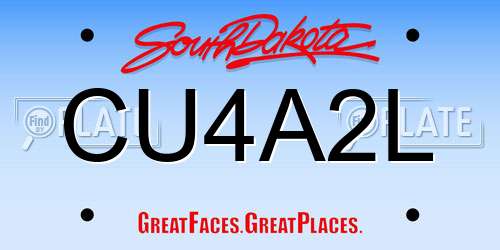 CU4A2L South Dakota License Plate