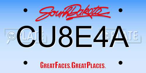 CU8E4A South Dakota License Plate