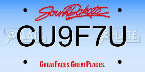 CU9F7U South Dakota License Plate