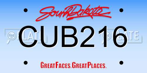CUB216 South Dakota License Plate