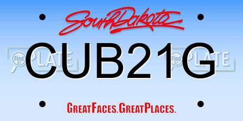 CUB21G South Dakota License Plate