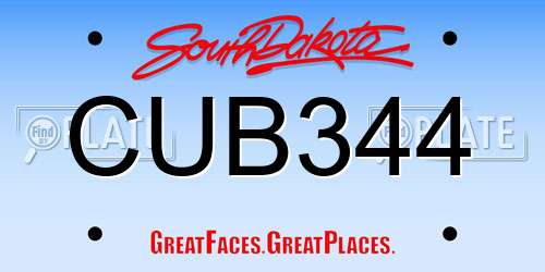 CUB344 South Dakota License Plate