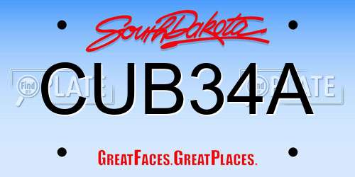 CUB34A South Dakota License Plate